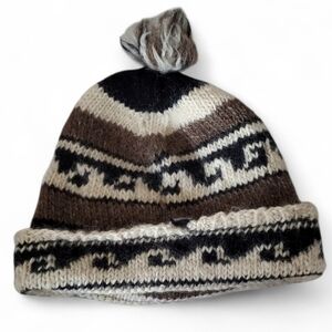 Nepalise Brown and Cream Wool Knit Hat
